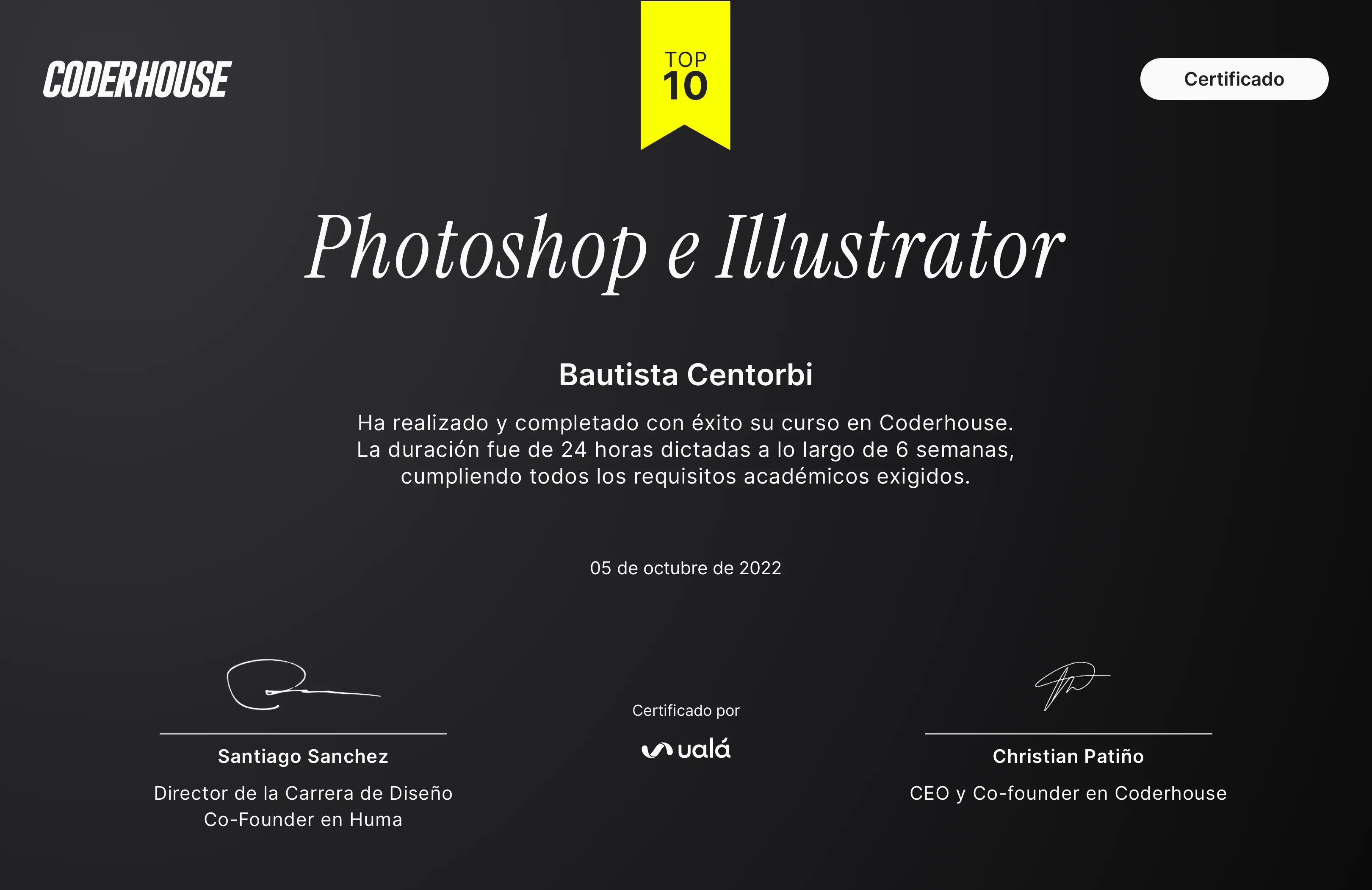 Certificado de Curso de Photoshop e Illustrator