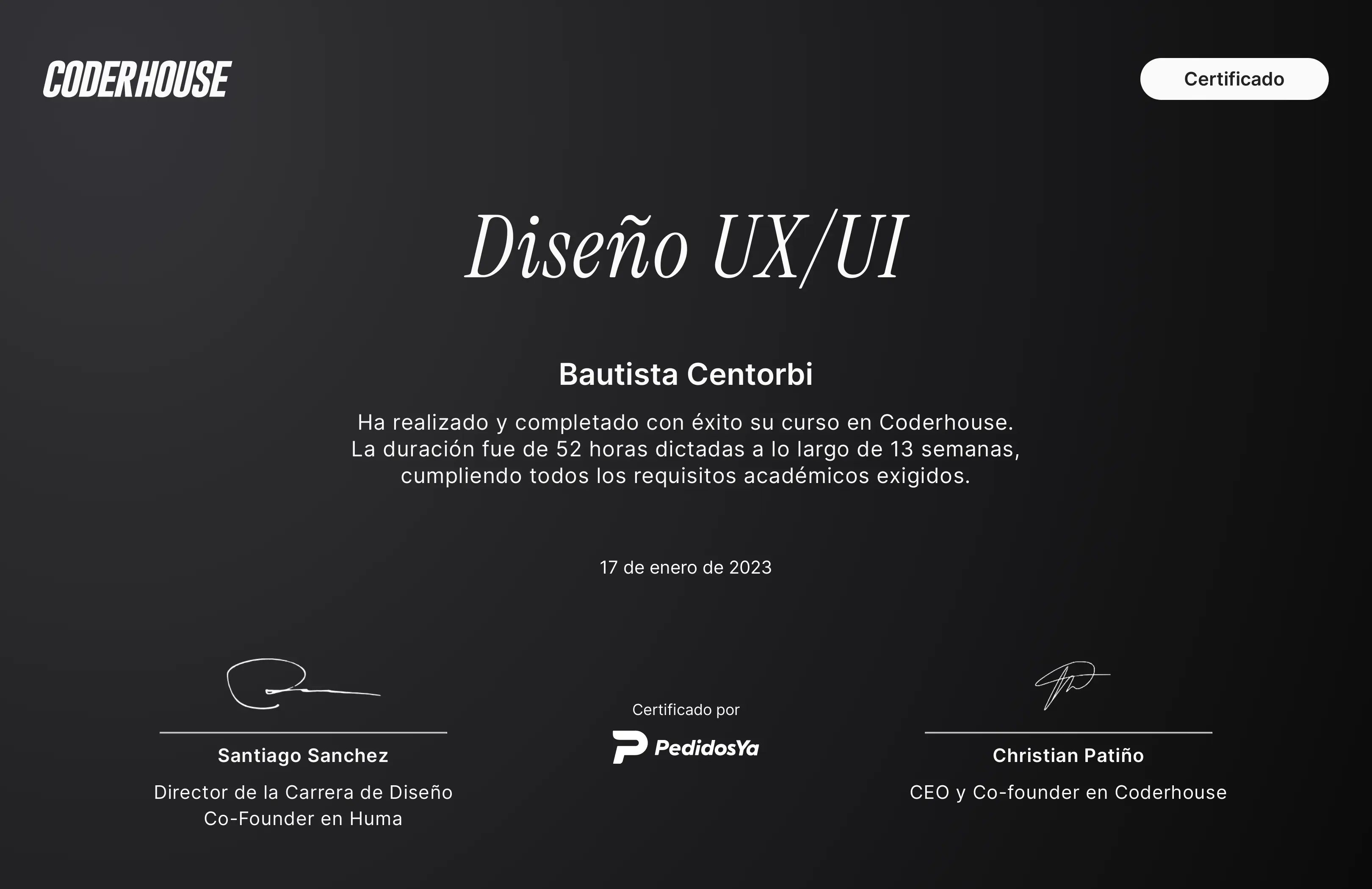 Certificado de Curso de Diseño UX/UI