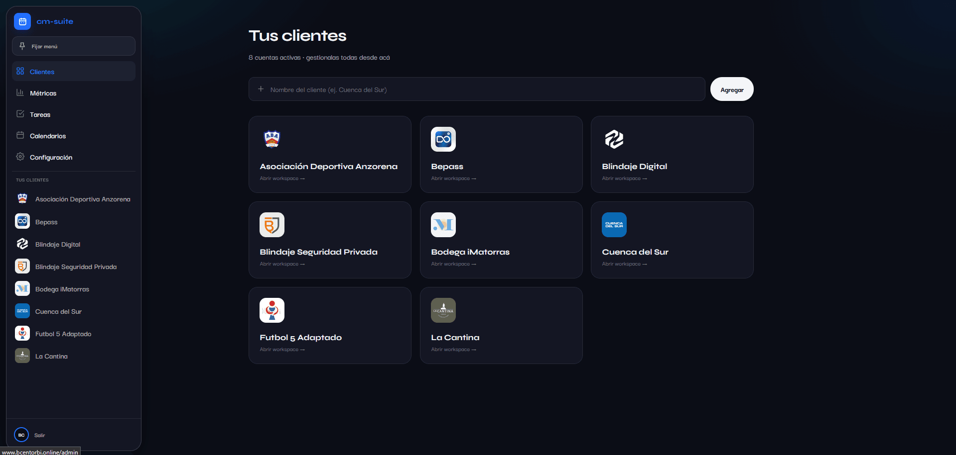 CM-Suite · Panel de clientes, gestión multi-cliente desde un solo lugar
